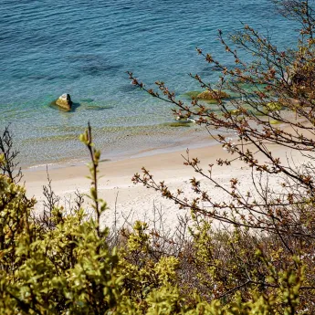 sol og strand på Galløkken strand ved Rønne på Bornholm