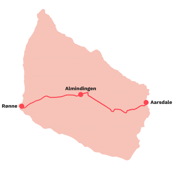 Cykelrute fra Rønne til Aarsdale via Almindingen