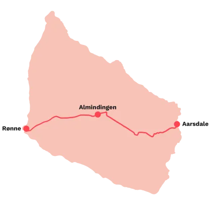 Cykelrute fra Rønne til Aarsdale via Almindingen