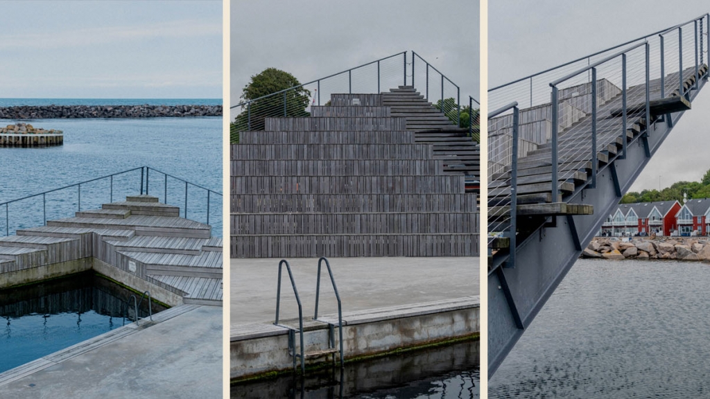 Hasle havnebad på Bornholm har flere bassiner, udspring og en fed platform at hænge ud på